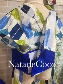 他の写真1: 矢絣ブルー◆コーギー浴衣（首用のシュシュ付き）