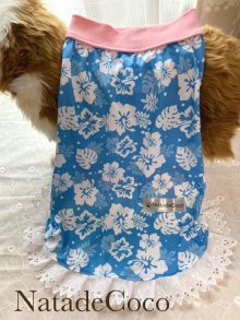 他の写真2: 水色ハイビスカス◆冷え冷えレースワンピース