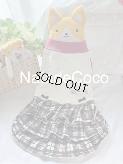 画像1: アランニット、ピンクチェック◆3段フリフリワンピどれす◆ワンピース