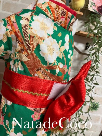 画像3: 緑の和紐◆八重桜お振袖 