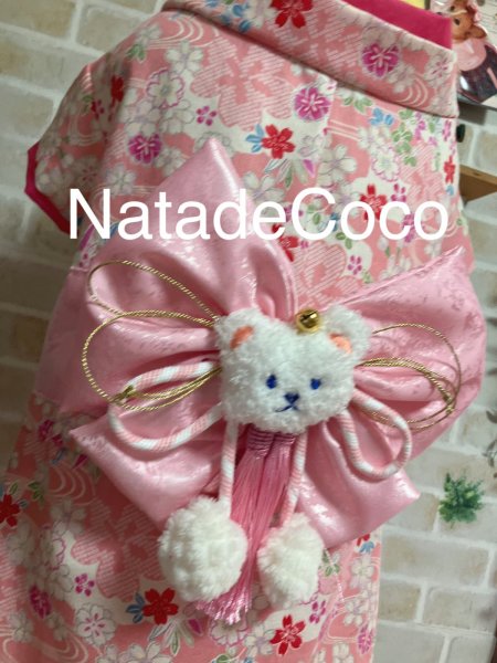 画像2: 淡い桃色さくら◆コーギーお振袖 、晴れ着 (2)