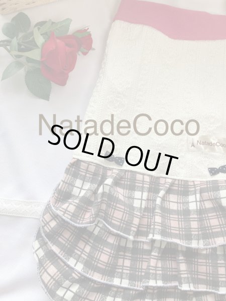 画像2: アランニット、ピンクチェック◆3段フリフリワンピどれす◆ワンピース (2)